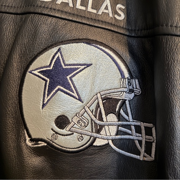Vintage Dallas Cowboys Leather Jacket G-III Sports Carl Banks L NFL Full Leather - Picture 2 of 10